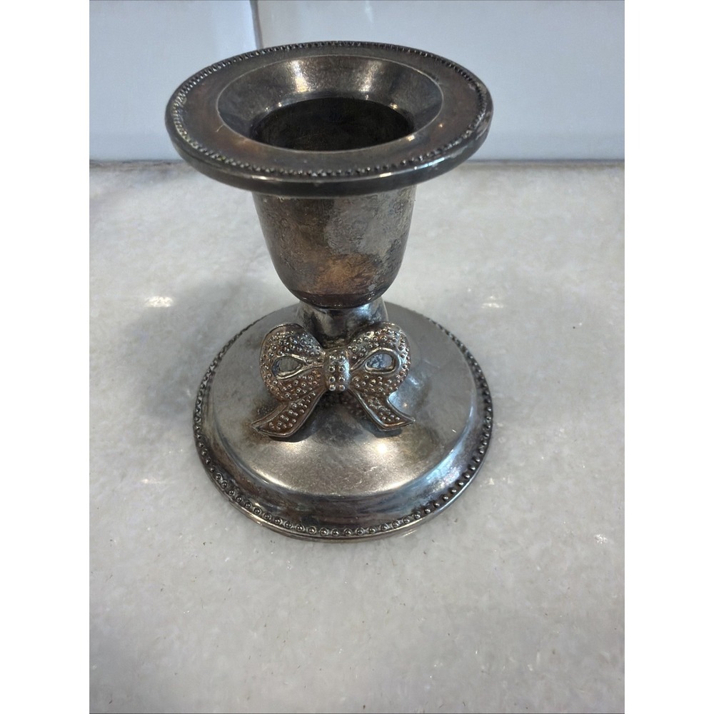 Vintage Metal Candlestick Candle Holder England Silver Small Unique